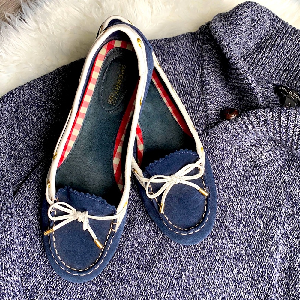 FS Sperry top-sider Isla Navy white loafers